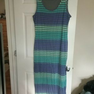 M.I.KO Grey with blue strips maxi dress XXL